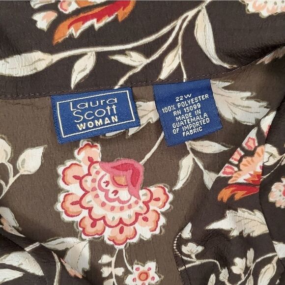 Laura Scott women's brown floral button down shirt - Picture 3 of 12